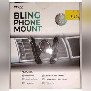 Vibe E-Ssential Black Rhinestone Bling Vehicle Car Cell Phone Holder Mount